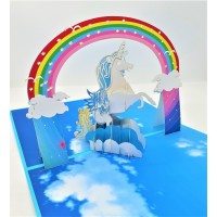 Handmade 3D Pop Up Card Unicorn Rainbow Happy Birthday,wedding Anniversary,valentine's Day,new Year,baby Birth Shower Greetings Celebrations Congratulations
